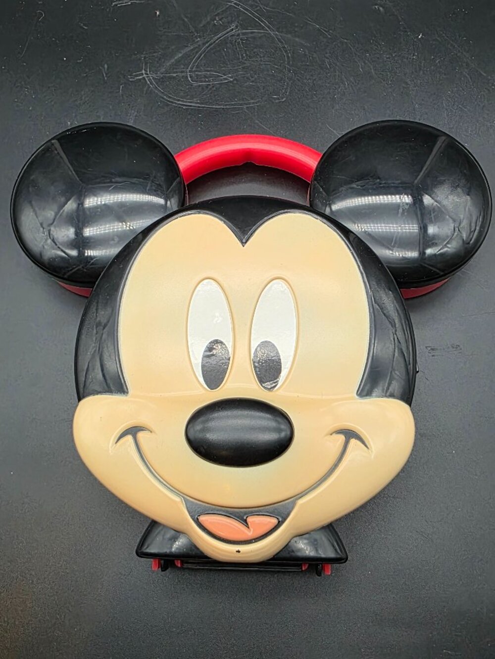 Disney Parks Mickey Mouse Head Plastic Red Lunch Box vintage